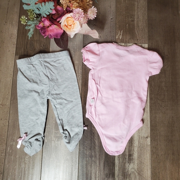 Duck Duck Goose Pink and Gray Matching Baby Girl Elephant Outfit Size 6-9M EUC - Picture 2 of 16
